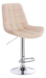 LuxuryForm Barová židle PARIS VELUR na stříbrném talíři - krémová
