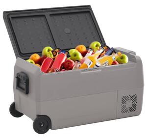 Chladicí box s kolečky a adaptérem černý a šedý 50 l PP a PE