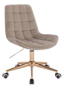 LuxuryForm DESIGN Židle PARIS VELUR na zlaté podstavě s kolečky - latte