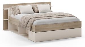 Dvoulůžková postel v dekoru dubu s úložným prostorem bez roštu v bílo-přírodní barvě 160x200 cm Albo – Marckeric