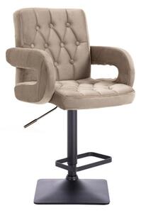 LuxuryForm DESIGN Barová židle BOSTON VELUR na černé hranaté podstavě - latte