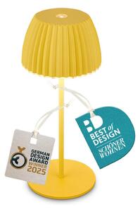 BRILONER Nabíjecí stolní lampa Riffle Mini - 20 cm, 1,5W, 150lm, bezdrátová, LED, stmívatelné, dotykový vypínač, žlutá 7552017