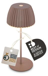 BRILONER Nabíjecí stolní lampa Riffle Mini - 20 cm, 1,5W, 150lm, LED, stmívatelné, dotykový vypínač, hnědé 7552010