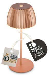 BRILONER Nabíjecí stolní lampa Riffle Mini - 20 cm, 1,5W, 150lm, bezdrátová, LED, stmívatelné, dotykový vypínač, měď 7552013