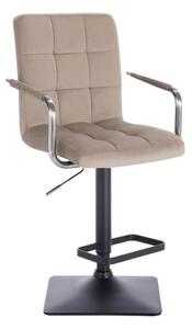 LuxuryForm DESIGN Barová židle VERONA VELUR na černé hranaté podstavě - latte