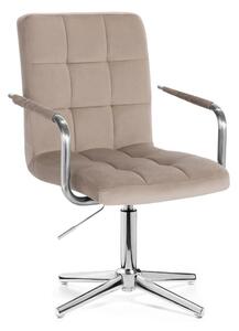 LuxuryForm DESIGN Židle VERONA VELUR na stříbrném kříži - latte