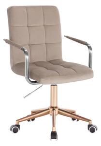 LuxuryForm DESIGN Židle VERONA VELUR na zlaté podstavě s kolečky - latte