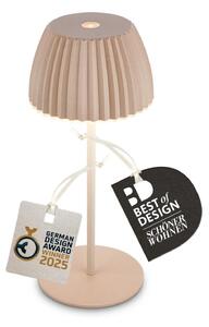 BRILONER Nabíjecí stolní lampa Riffle Mini - 20 cm, 1,5W, 150lm, bezdrátová, LED, stmívatelné, dotykový vypínač, béžová 7552011