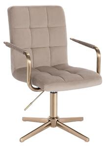 LuxuryForm DESIGN Židle VERONA GOLD VELUR na zlatém kříži - latte