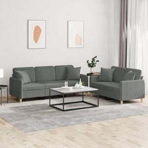 2dílná sedací souprava s polštáři tmavě šedá textil 3202135