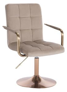 LuxuryForm DESIGN Židle VERONA GOLD VELUR na zlatém talíři - latte