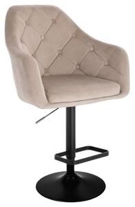 LuxuryForm DESIGN Barová židle ANDORA VELUR na černé kulaté podstavě - latte