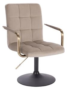 LuxuryForm DESIGN Židle VERONA GOLD VELUR na černém talíři - latte