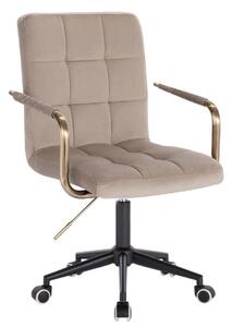 LuxuryForm DESIGN Židle VERONA GOLD VELUR na černé podstavě s kolečky - latte