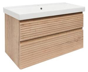 Koupelnová skříňka 2 zásuvková s umyvadlem Naturel Savona 98x53x44,8 cm dub Halifax mat SAVONA2100DHU1