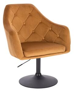 LuxuryForm DESIGN Křeslo ANDORA VELUR na černém talíři - medové