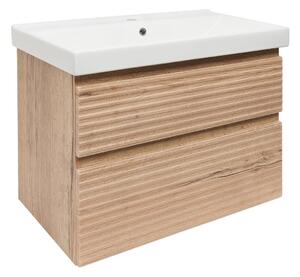 Koupelnová skříňka 2 zásuvková s umyvadlem Naturel Savona 78x53x44,8 cm dub Halifax mat SAVONA280DHU1