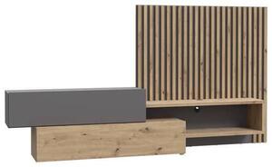 OBÝVACÍ STĚNA šedá, dub artisan Carryhome - Kompletní obývací stěny