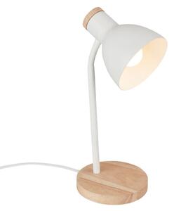 BRILONER Prep stolní lampička - s vypínačem, E14 patice, max. 10W, bílá / dřevo 7659016