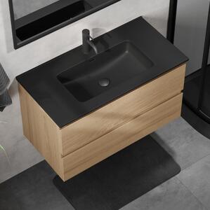 Koupelnová skříňka s umyvadlem KENWOOD 91 cm dub/černá