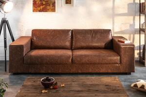 Pohovka LOUNGER vintage hnědá syntetická kůže Nábytek | Obývací pokoj | Sedací soupravy a pohovky | Pohovky | Všechny pohovky