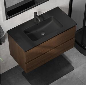Koupelnová skříňka s umyvadlem KENWOOD 91 cm ořech/černá