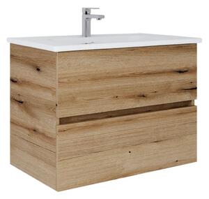 Dřevojas - Koupelnová skříňka s umyvadlem BANO 78x47 cm dub/bílá