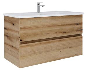 Dřevojas - Koupelnová skříňka s umyvadlem BANO 100x47 cm dub/bílá