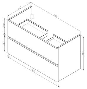 Dřevojas - Koupelnová skříňka s umyvadlem BANO 100x47 cm tmavý dub/bílá