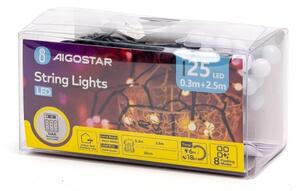 Aigostar - LED Venkovní vánoční řetěz 25xLED/8 funkcí 3xAA 2,8m IP44 teplá bílá