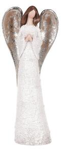Anděl Střážný se sepnutými rucemi, bílá, polyresin, 25 x 11 x 6 cm