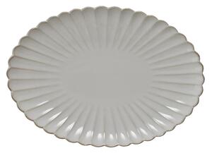 Velký porcelánový oválný servírovací talíř Chryzantéma béžový 36 cm