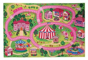 Vesna | Dětský hrací koberec SILNICE růžová 100x150 cm