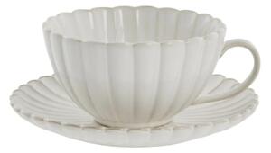 Porcelánový šálek a podšálek Chryzantéma béžový 400 ml