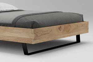 Dubová postel Steel 02 na kovových nohách 180x200