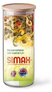 Simax Skleněný zásobník s dřevěným víkem 1,4l