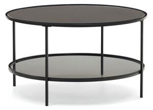 Černý kulatý konferenční stolek se skleněnou deskou ø 80 cm Gilda – Kave Home