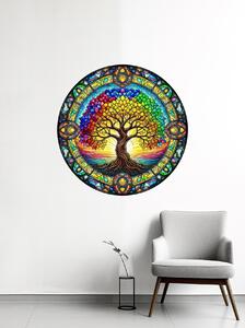 Dřevěná barevná nástěnná dekorace - Mandala Strom života Glassy
