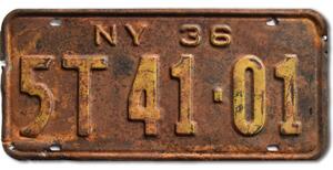 Americká SPZ New York 1936 Black 5T 41.01