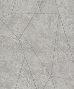 Šedo-stříbrná geometrická vliesová tapeta na zeď, NW3503, Modern Metals, York
