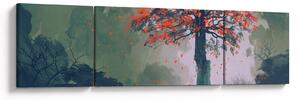 Obraz osamoceného červeného stromu (170x50 cm)