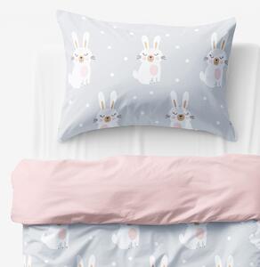Goldea dětské bavlněné povlečení duo - zasnění králíčci s pudrově růžovou 140 x 200 a 70 x 90 cm