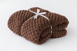 Deka Knittingly hnědá Ručně pletená deka 130/170