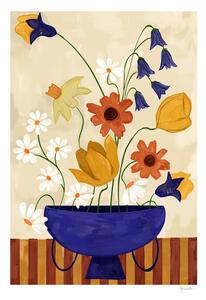 Plakát 30x40 cm Colourful Bunch in Blue Vase – Frankie Penwill – The Poster Club