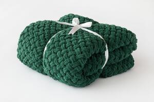 Deka Knittingly smaragdová Ručně pletená deka 130/170