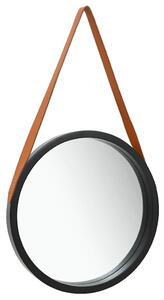 Nástěnné zrcadlo s popruhem 40 cm černé 320363