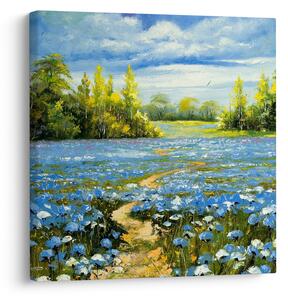 Obraz - Cestička v poli, olejomalba (30x30 cm)