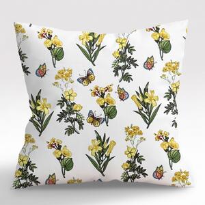 Ervi povlak na polštář bavlněný - žluté luční květiny
