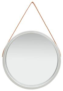 Nástěnné zrcadlo s popruhem 60 cm stříbrné 320370