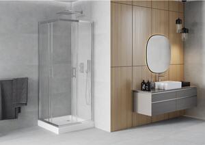 Mexen Rio čtvercový sprchový kout 80 x 80 cm, Průhledné, Chromovaná + sprchová vanička Rio, Bílá